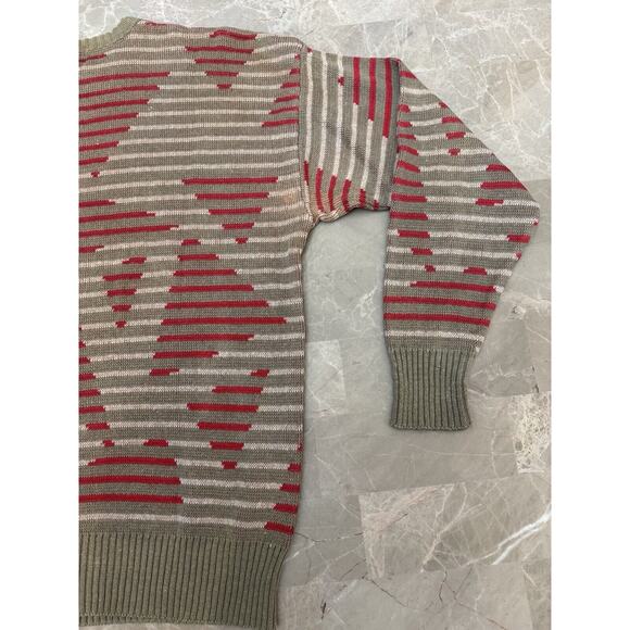 Vintage 90’s SKYR Ramie Knit Pullover Sweater Mens L Made in Hong Kong Geometric - Picture 8 of 10
